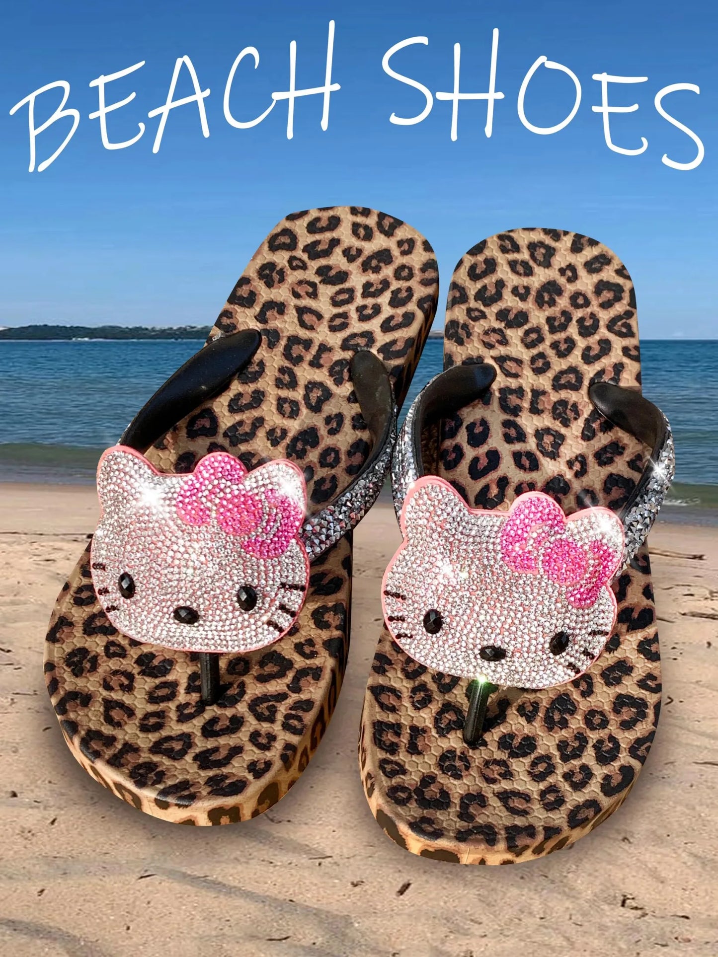 Leopard Print Flip Flops