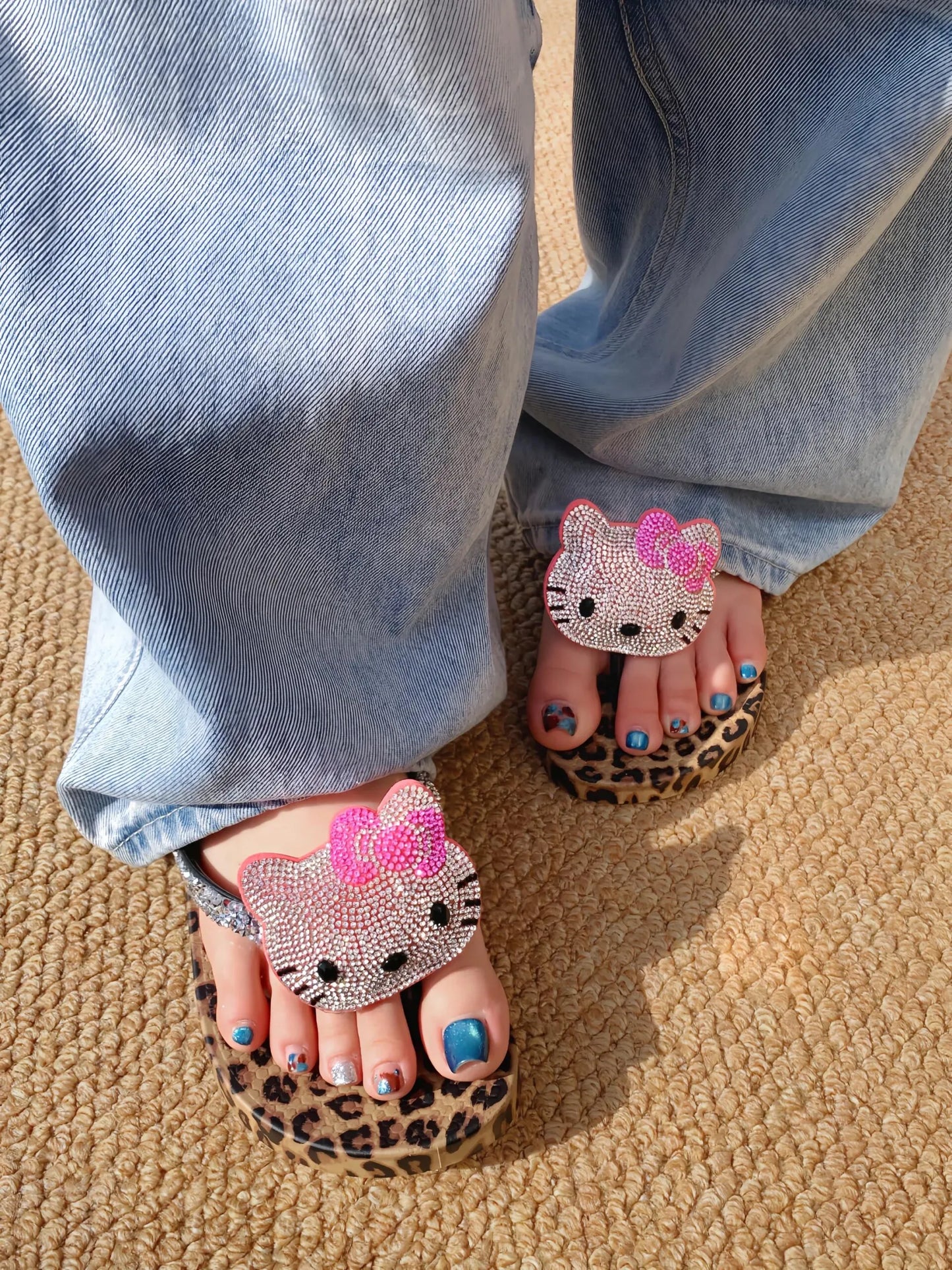 Leopard Print Flip Flops