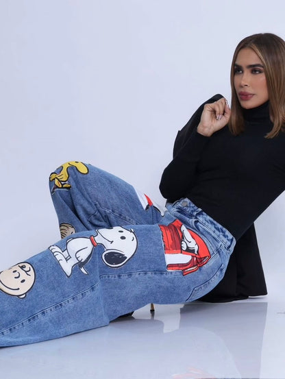 Snoopy Cartoon Baggy Jeans